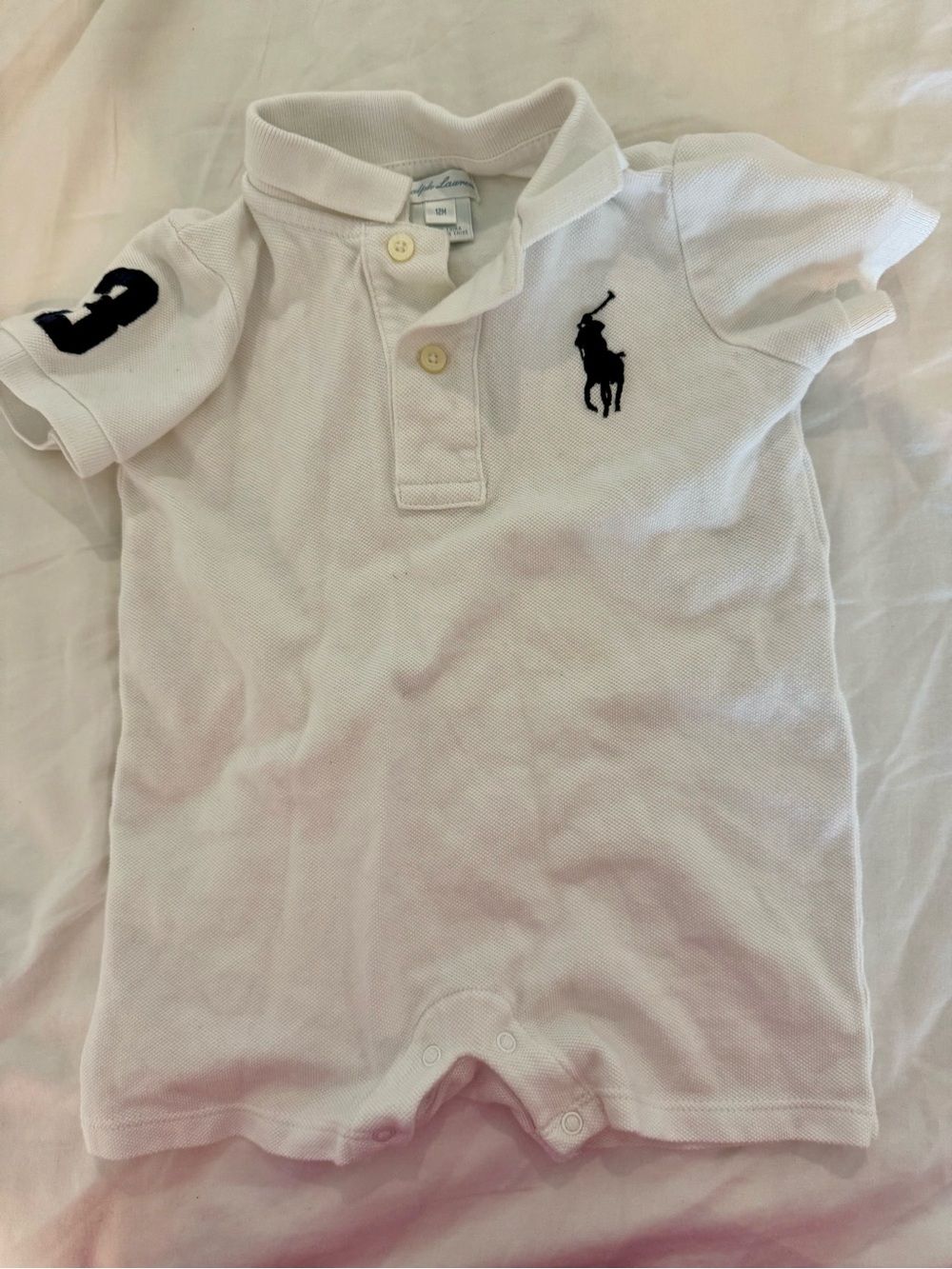 Ralph Lauren Baby White Polo Romper